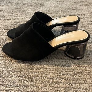 Zara Black Heeled Mules